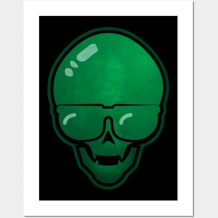 green skull glasses Posters and Art